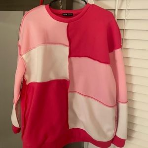 Shein Pink Colorblock Crewneck. Size Medium.